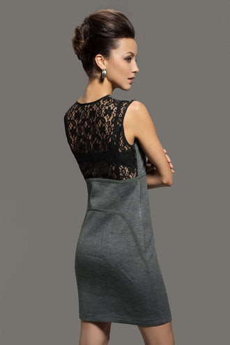 Velvet Fur Trim Sheath Dress (5)