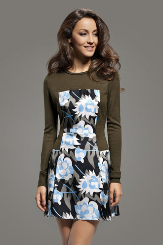 Velvet Fur Trim Sheath Dress (1)