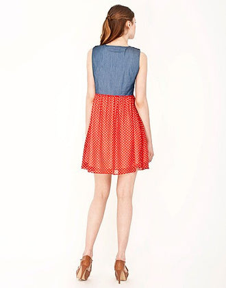 Denim Chiffon Tank Dress (3)