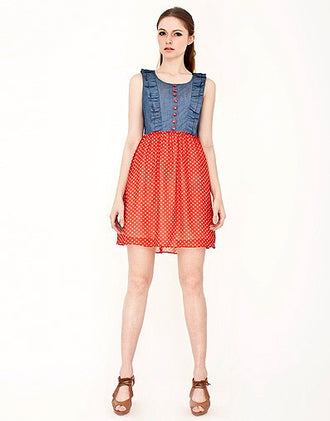 Denim Chiffon Tank Dress (2)
