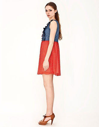 Denim Chiffon Tank Dress (4)