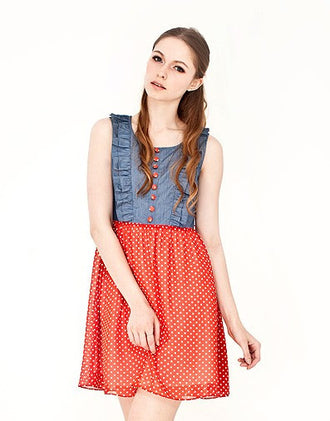 Denim Chiffon Tank Dress (1)